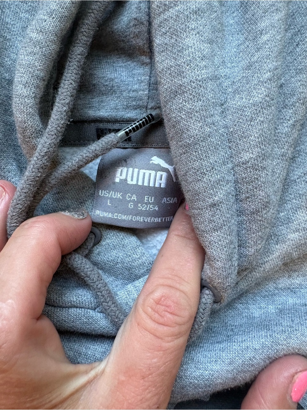 Puma Light Gray Pullover Hoodie with Logo Tag - Picture 3 of 3